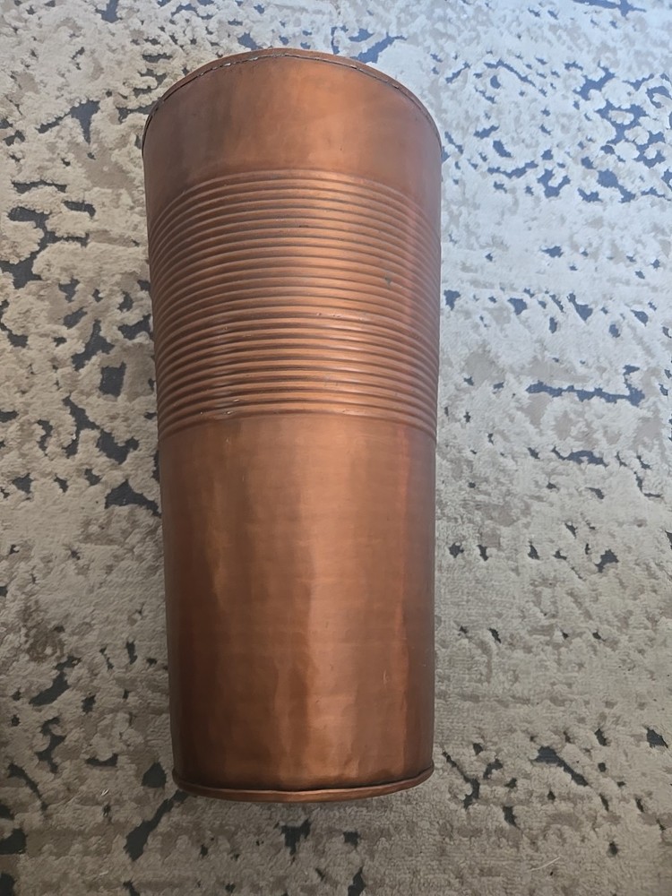 Solid Copper TAG 15x8 Vase Ribbed Design