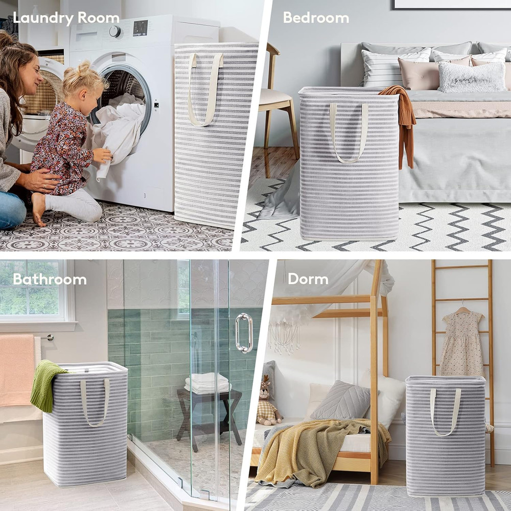2 Pack Laundry Hamper Large Collapsible Laundry Baskets, Freestanding Waterproof