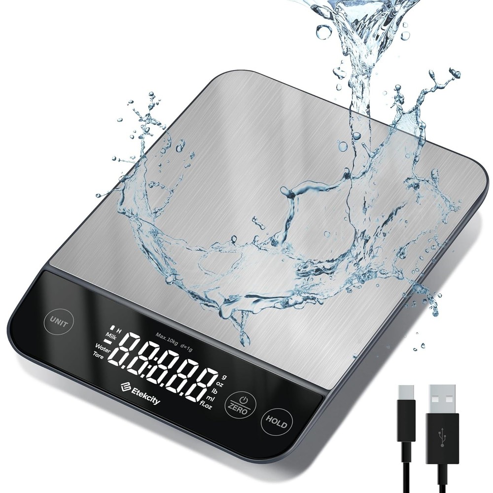 USB Rechargeable Kitchen Scale - Precise Grams/Ounces, Waterproof Design