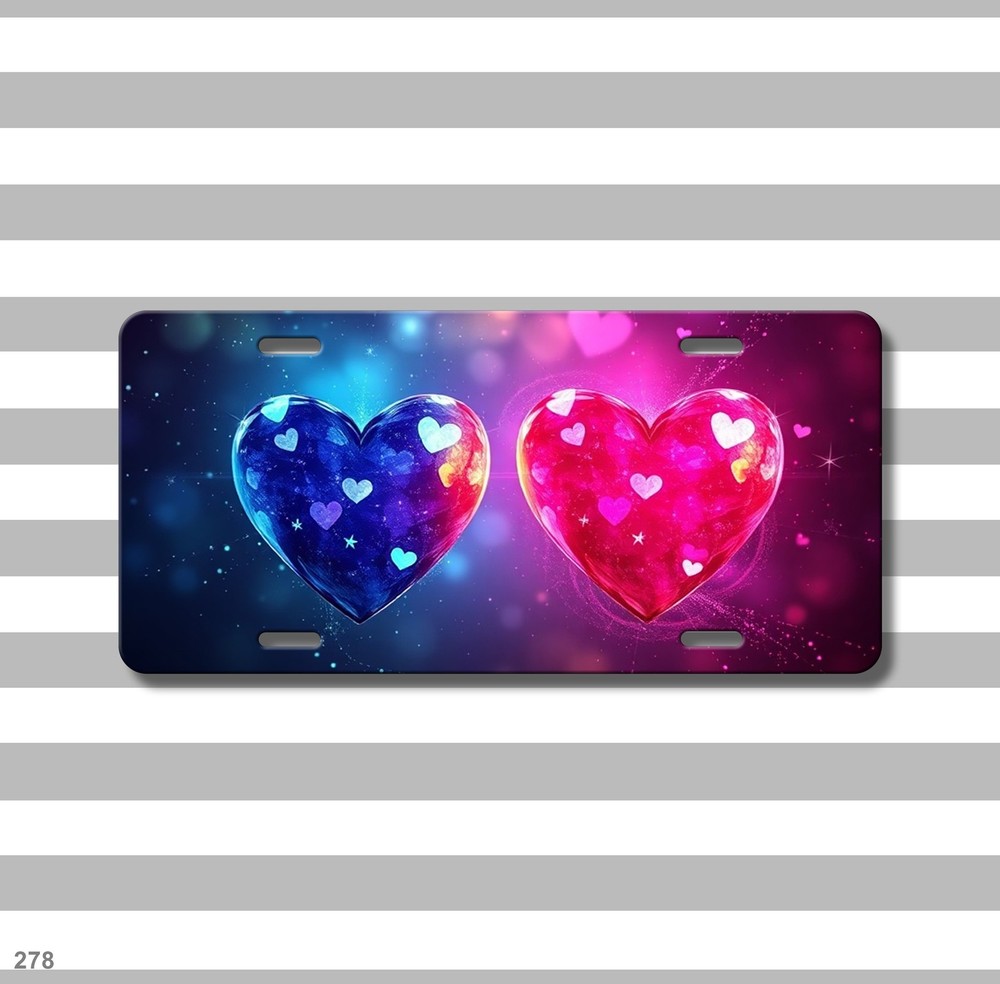 Romantic Hearts License Plate Optional Text Front Plate Special Gift