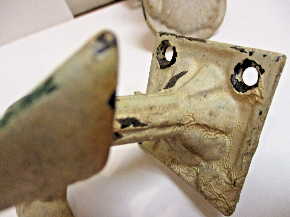 2 Antique ? Rustic Salvage Cast Iron Shutter Dogs