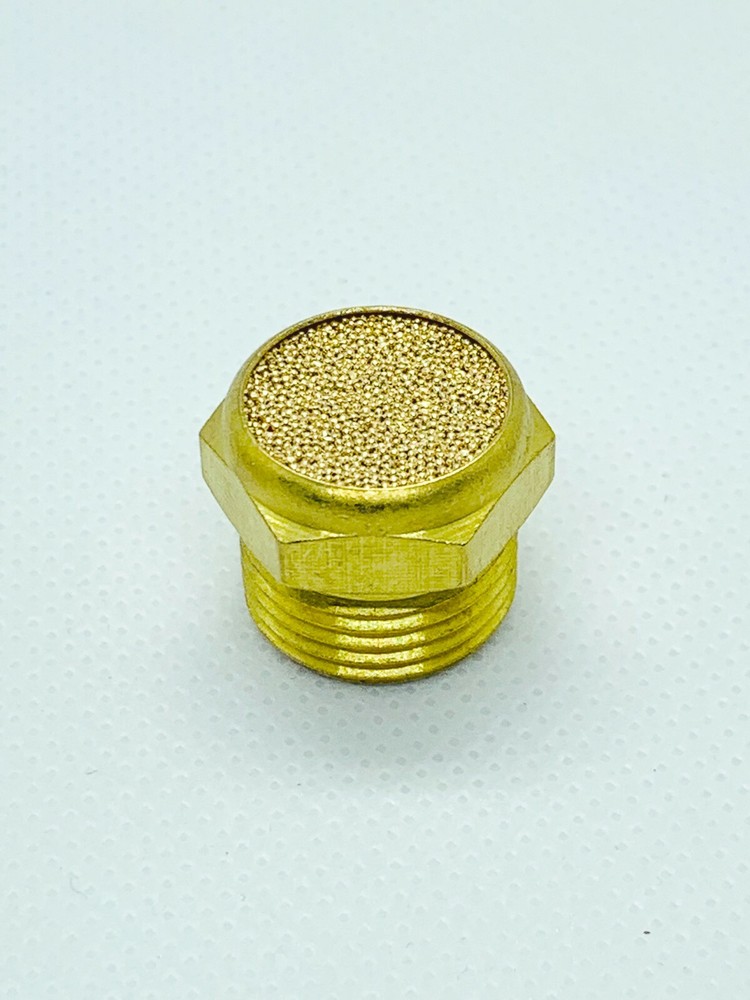 1/4" Thread Flat Head Pneumatic Muffler Sintering Brass Silencer 3 pcs
