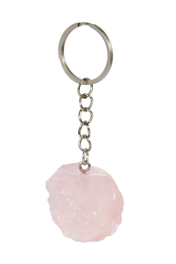 Raw Rose Quartz Crystal Keychain by New Moon Beginnings