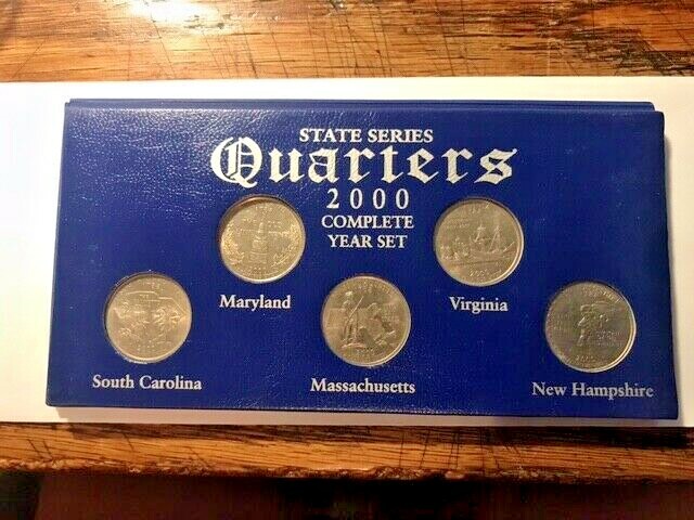 2000 State Quarters 5 Coin Set In Case Unc #11982
