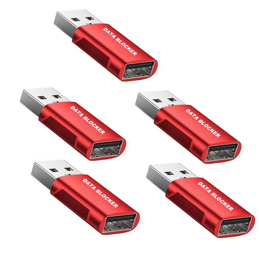 Ansumg USB Data Blocker Type A Only for Charge,Protect 5 Red