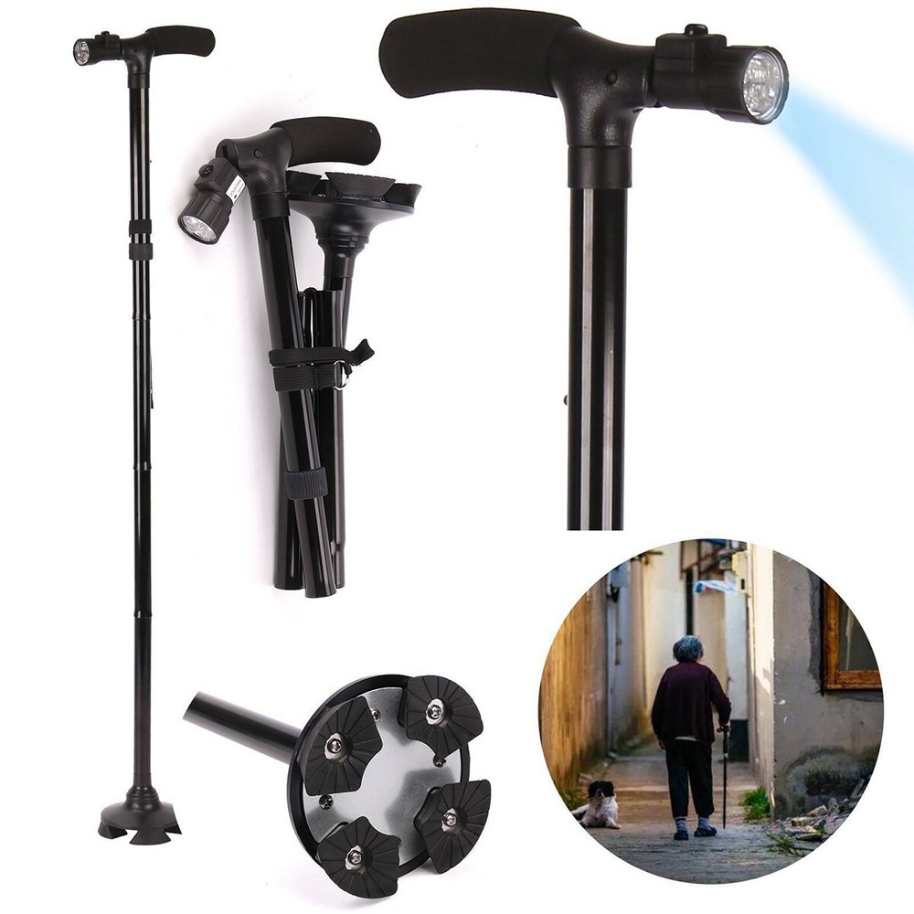 Retractable Straight Posture Cane Walking Adjustable Collapsible Walking Stick