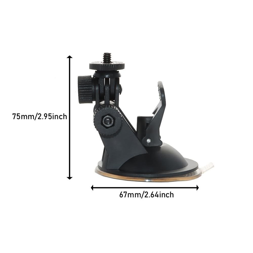 2 Pack Dash Cam Suction Cup Mount with 1/4 Screw Thread Windshield Camera Holder