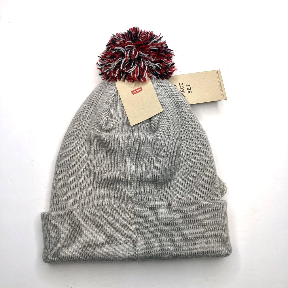 Levi's Pompom Beanie & Touchscreen Gloves Set NWT