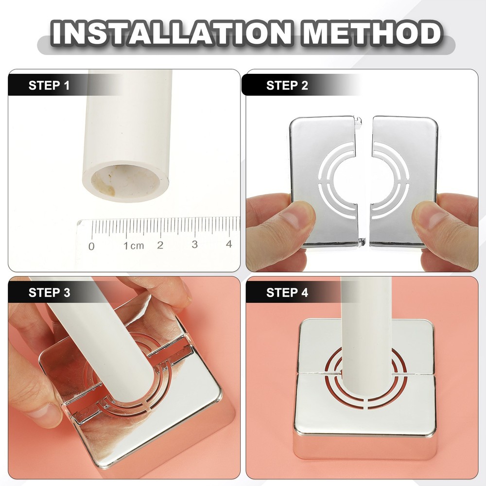 6pcs Wall Split Flange 0.79" Plastic Square Split Flange Pipe Cover, White