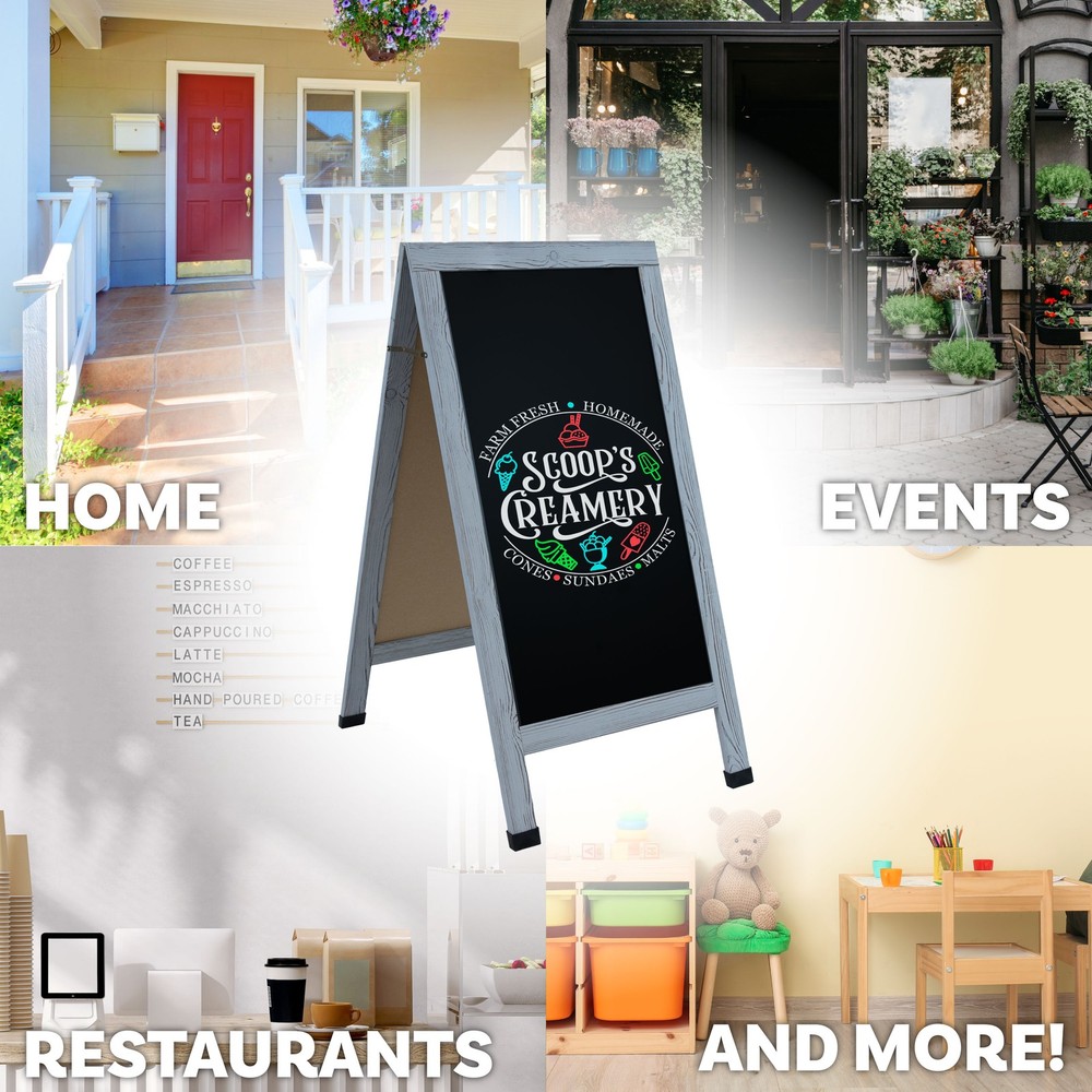 A-Frame Double Magnetic Chalkboard - Graywashed by Sunnydaze