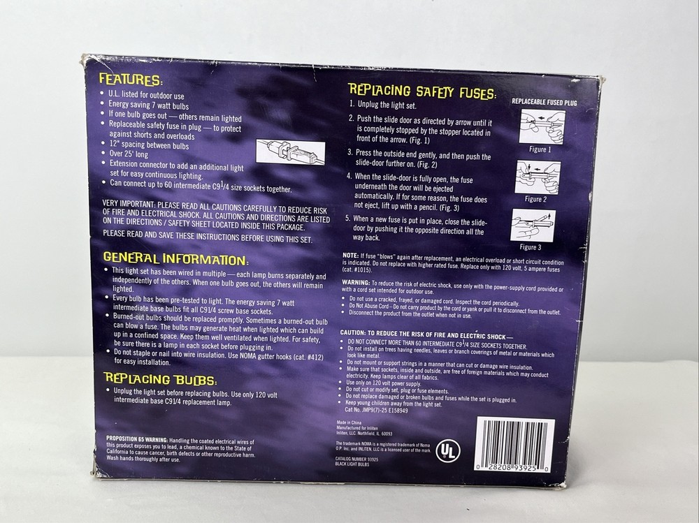 Nomas Black Light Outdoor String Light Set 25 Lights Halloween Decor