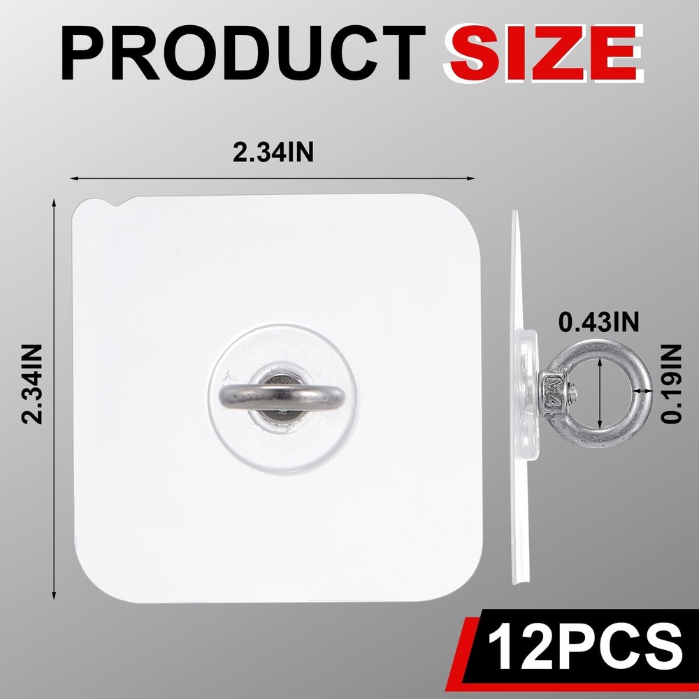 12 Pcs Heavy Duty Adhesive Ceiling Hooks Ceiling Wall Hooks Hangers Without N...
