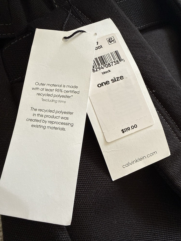 Calvin Klein Jeans Black Backpack Drawstring Flap Top Front Pocket Bag NWT