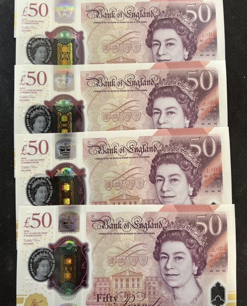 X4 Consecutive £50 Notes QEII UNCIRCULATED Sarah John #4