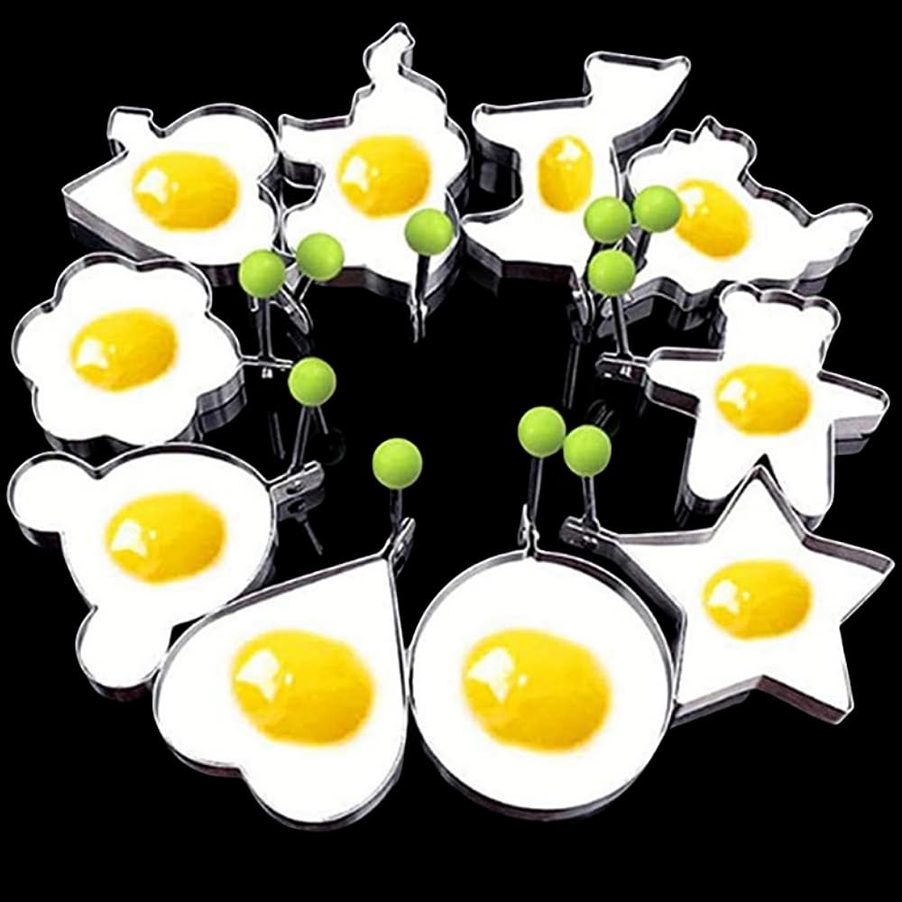 10 Pack Stainless Steel Egg Molds Different Shape Egg Ring Molds for Cooking