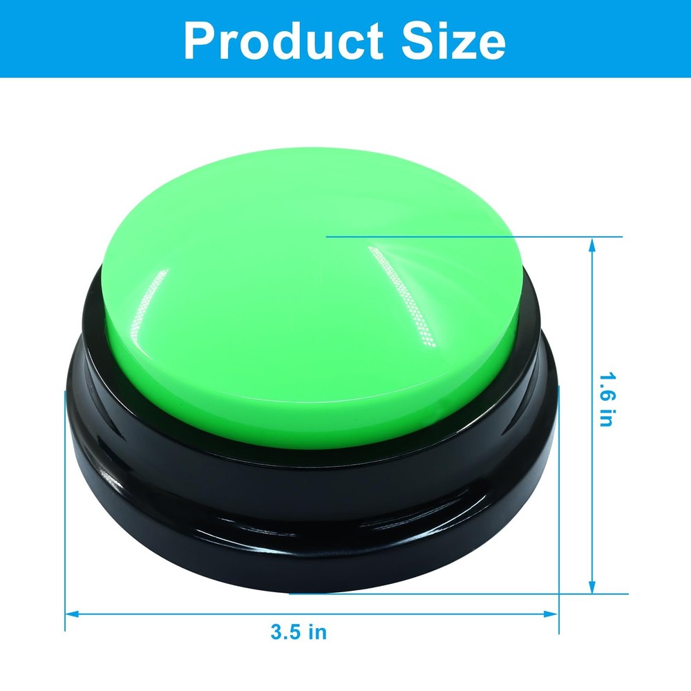 Voice Recording Buttons 2-Pack Pet Training Communication Buzzer Blue Green