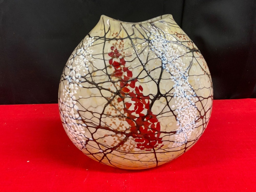 hand painted cherry blossom  flat vase  (ksc17)