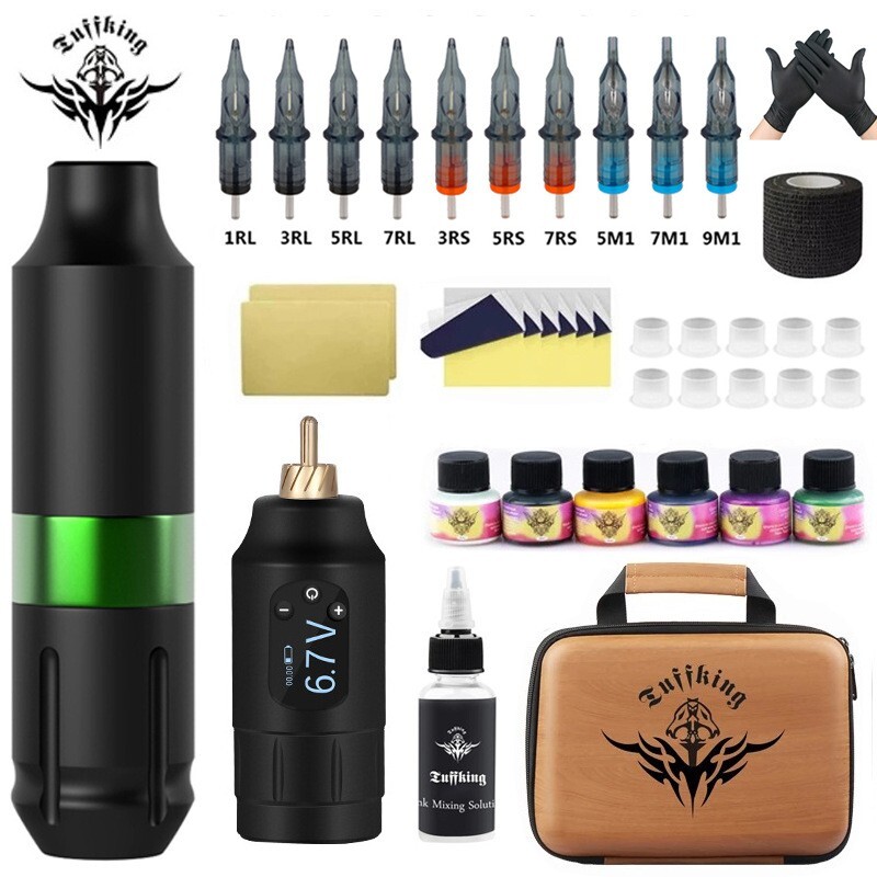 Wireless Tattoo Kit Complete for Beginners Pen Machine with Power Supply Needles