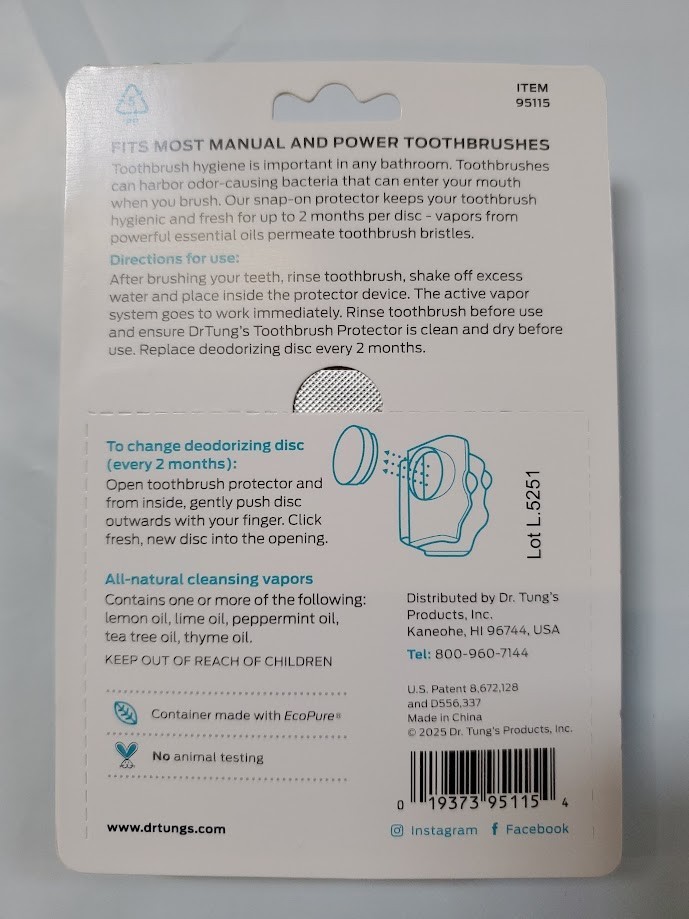 Snap-on Toothbrush Sanitizer 2 refills By Dr. Tungs