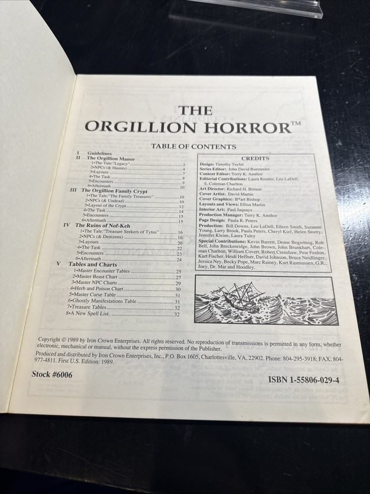 ICE Shadow World Orgillion Horror VG+