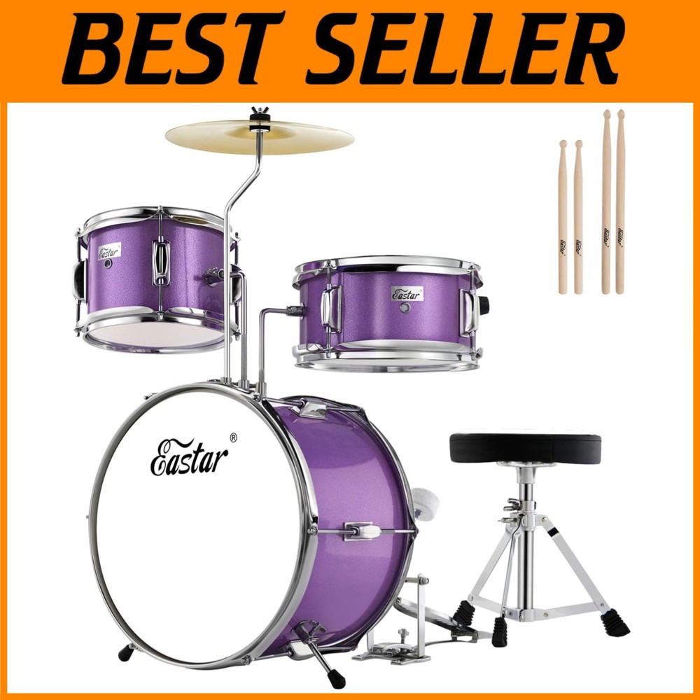 Junior Drum Set 14" Metallic Purple for Beginners