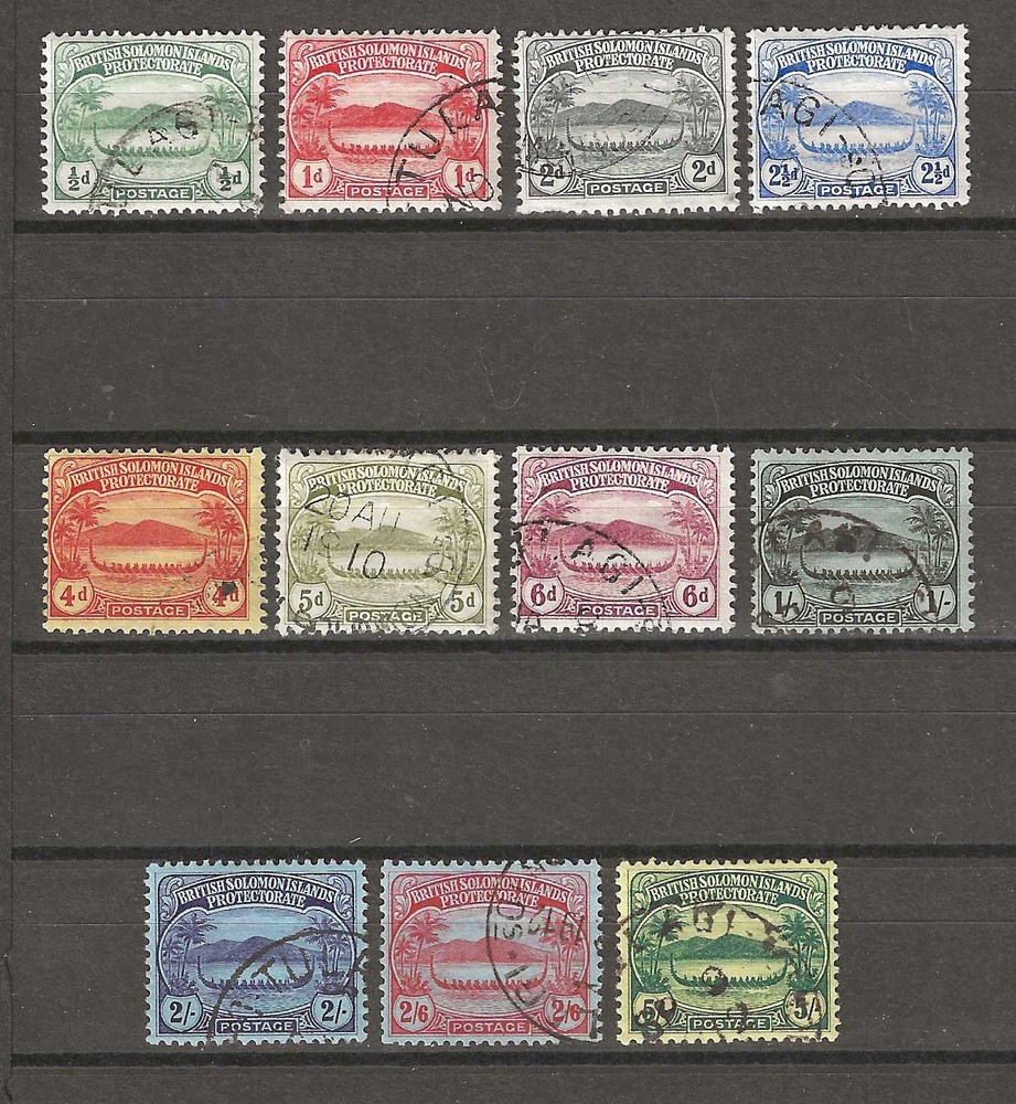 BRITISH SOLOMON ISLANDS 1908/11 SG 8/17 USED
