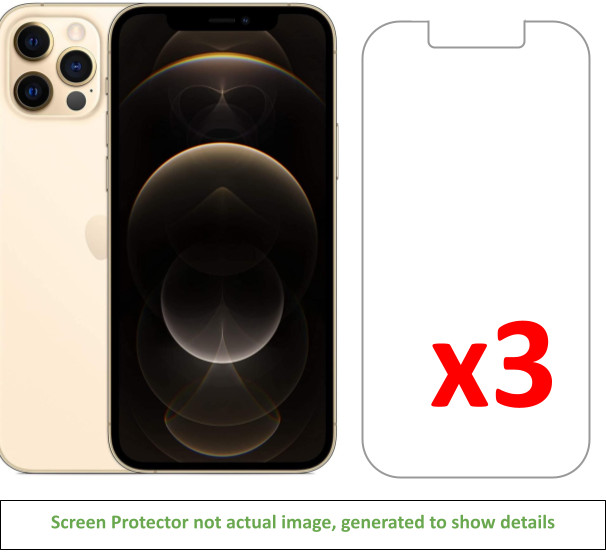 3x iPhone 12/iPhone 12 Pro Anti-Scratch Screen Protector w/ cloth