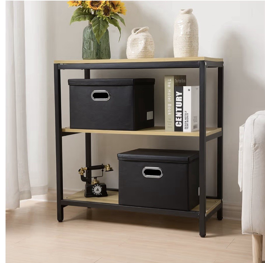 3 Pack Collapsible Storage Bins with Lids Leather Fabric Foldable Storage Boxes