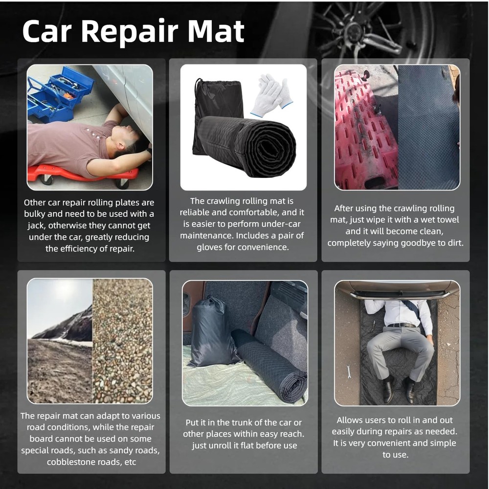 60x28 Mechanic Rolling Mat with Storage Bag for Easy Ground Work