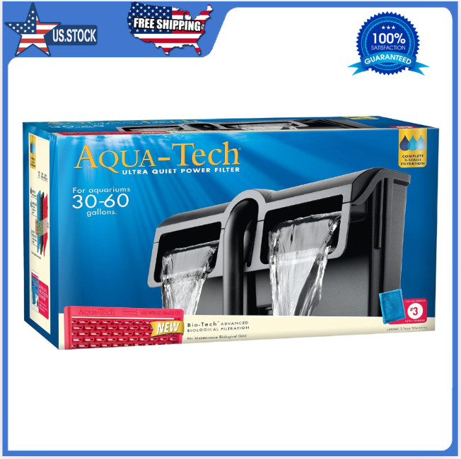 Power Aquarium Filter for 30-60 Gallon Fish Tanks, Quiet Efficient Water Cleaner
