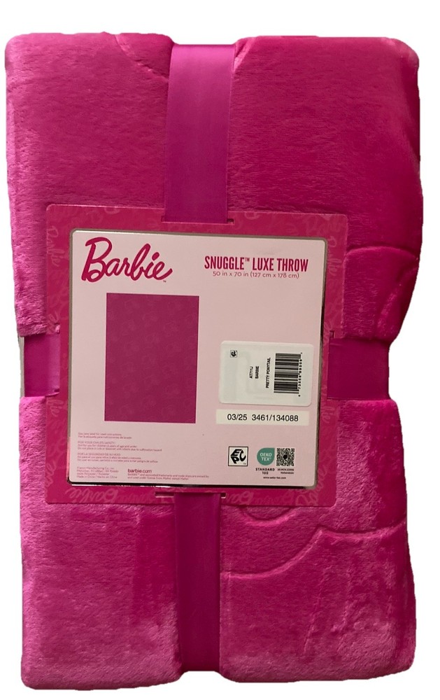 Barbie Snuggle Luxe Embossed Throw 50”x70” NEW
