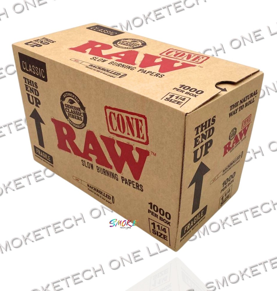 RAW Classic 1 1/4 Size Pre-Rolled Cones – 1000 Count Bulk Box