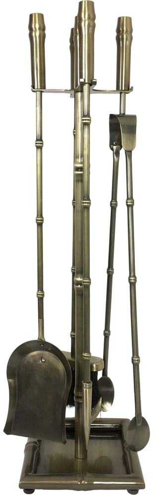 Dagan Five Piece Fireplace Tool Set, Antique Brass