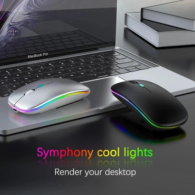 RGB Wireless Bluetooth Mouse – Rechargeable | Silent Click | Slim Design