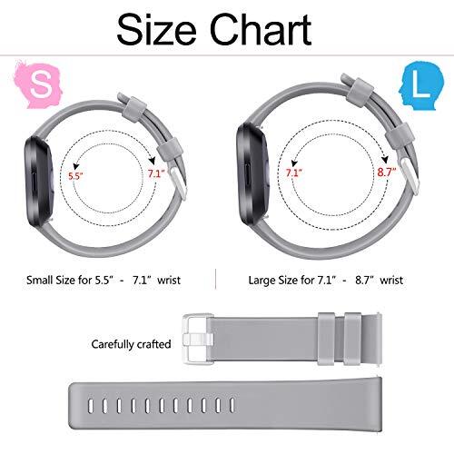 PACK 3 Soft Silicone Bands for Fitbit Versa 2 / Versa/ Small Black+Blue+Grey