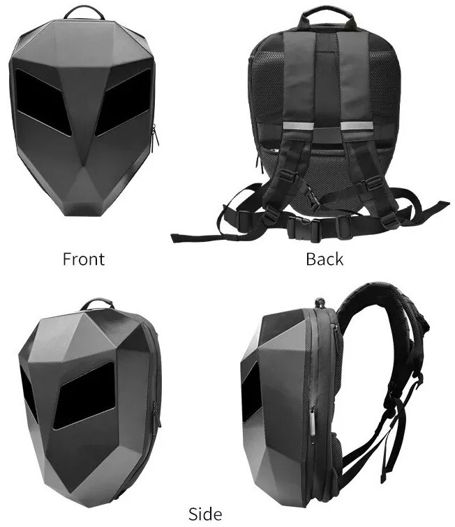 Iron Man Backpack Motorcycle Helmet Bag Waterproof LED Digital Light Hard Shell