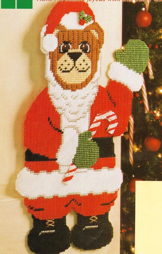 SANTA BEAR 20" CHRISTMAS PLASTIC CANVAS PATTERN INSTRUCTIONS