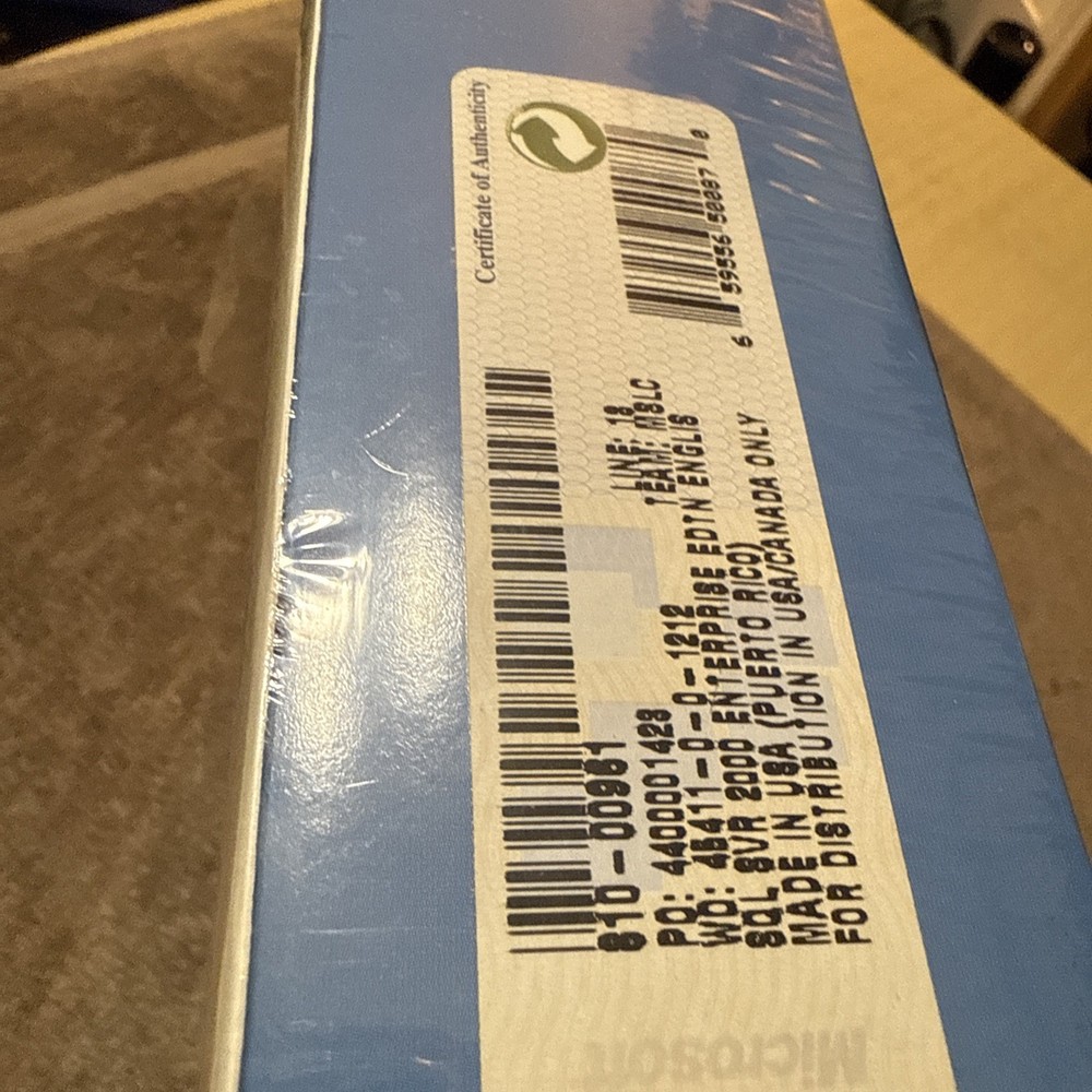 Microsoft SQL Server 2000, SKU 810-00961, Sealed Retail Box, 1-Processor License