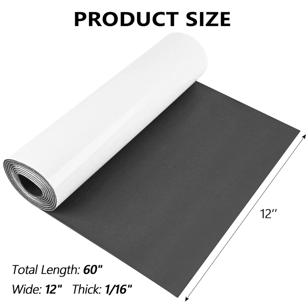 Self Adhesive Neoprene Rubber Sheet 12x60" Black