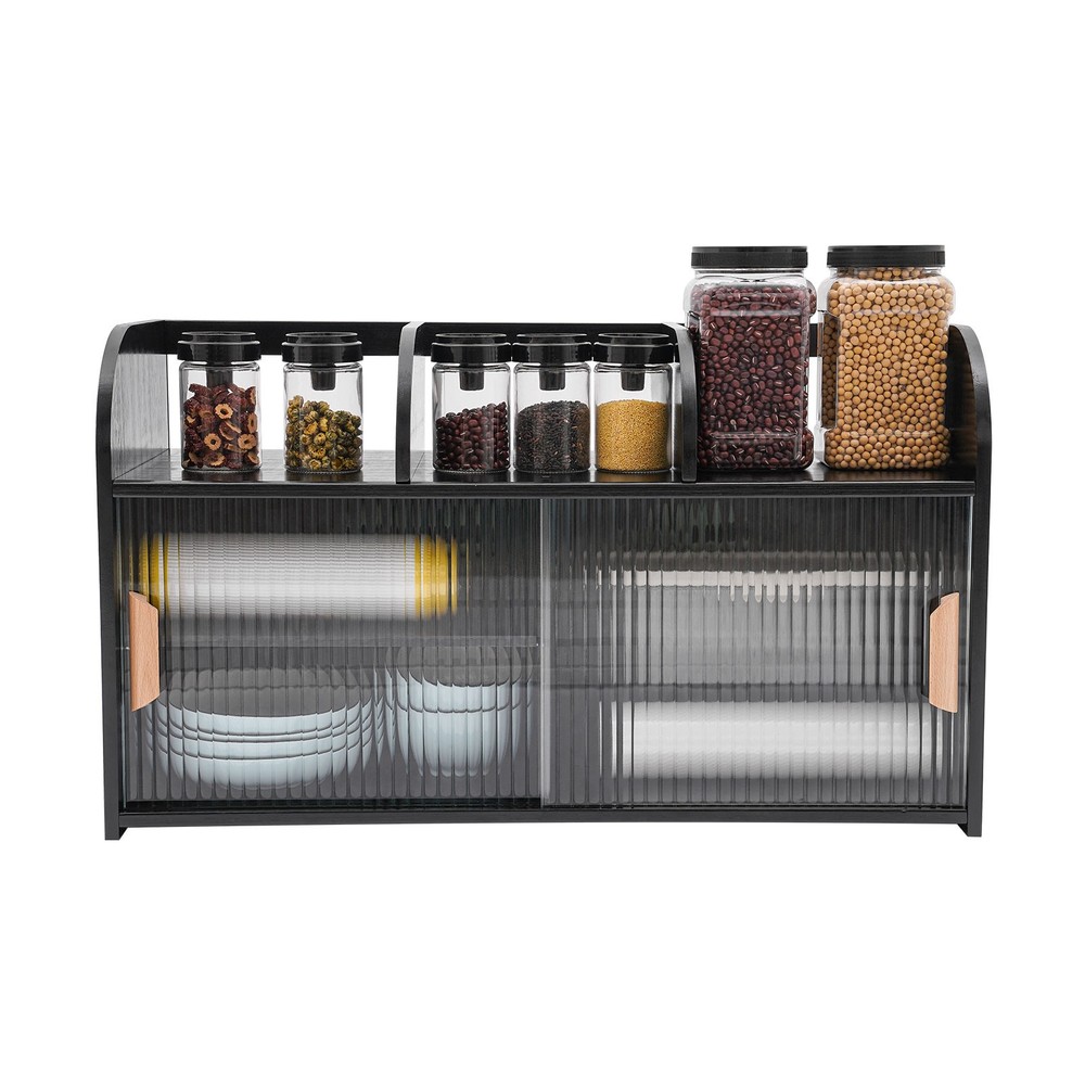 Black Storage Cabinet with Adjustable Shelves for Multi-Purpose Use