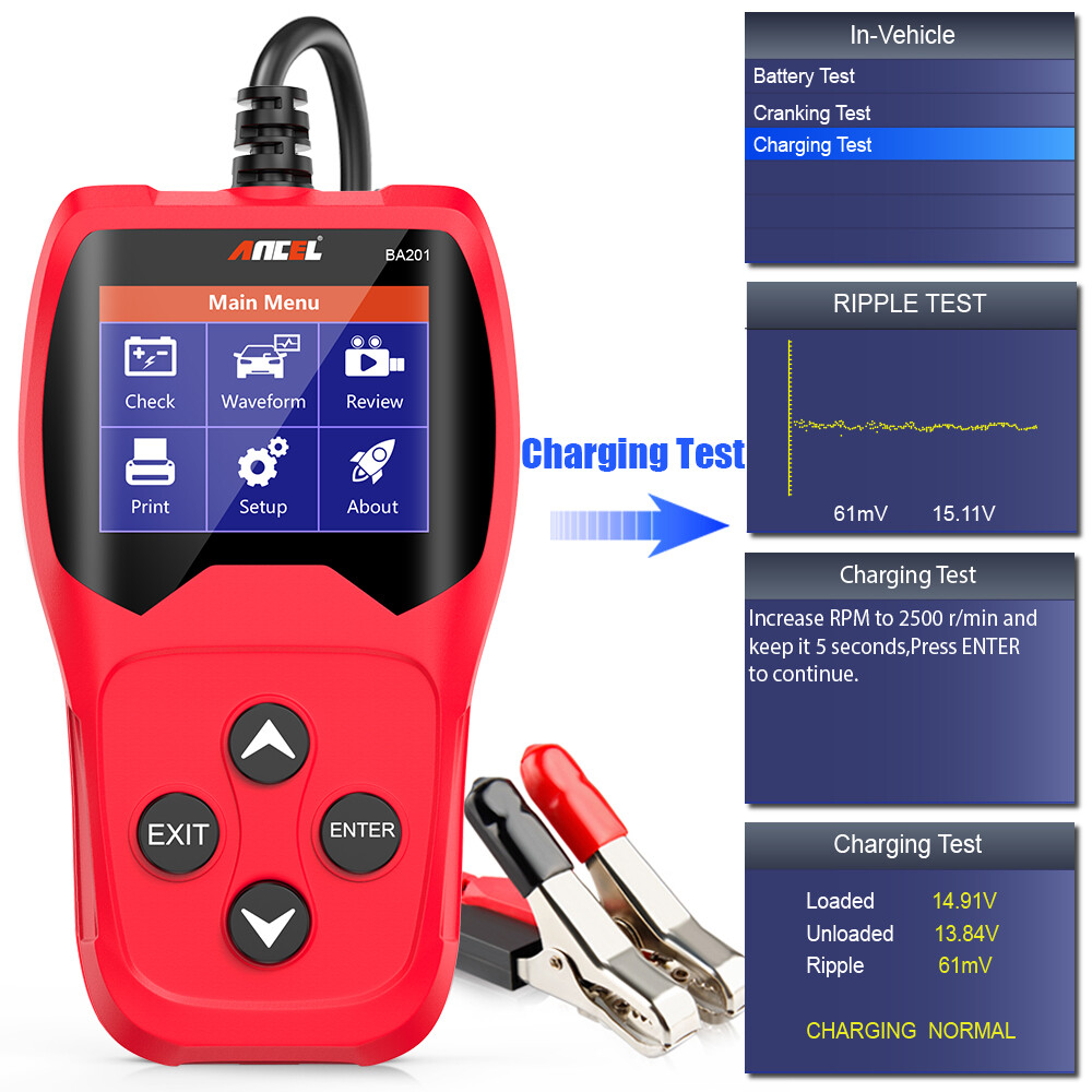 ANCEL 12V Car Battery Load Tester Voltmeter Cranking Charging Analyzer Fast Test