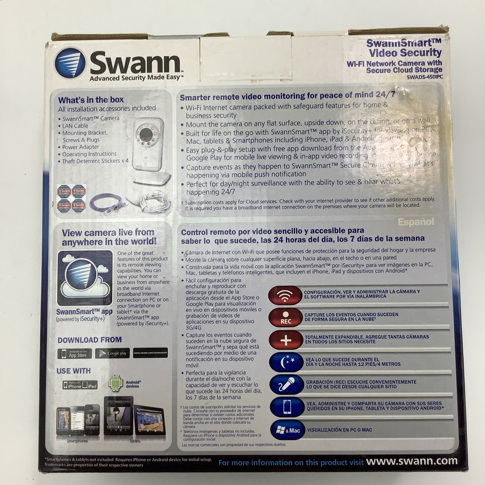 SwannSmart Video Security Wi FI Network Camera Pre-Owned