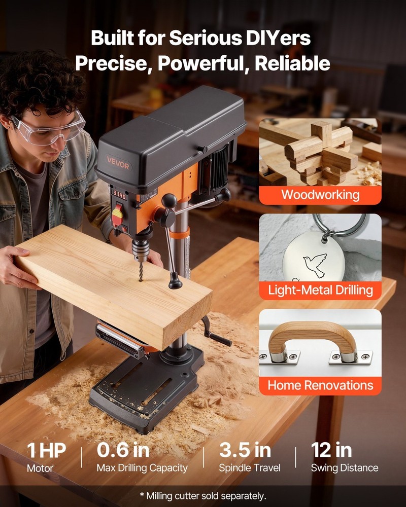 VEVOR 12-Inch Benchtop Drill Press Tabletop Drill Press 6.2 Amp Variable Speed