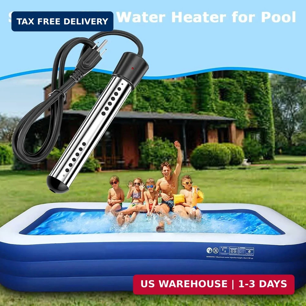 Pool Water Heater above Ground, 2000W Portable Thermostat Auto Shutoff Pool Heat
