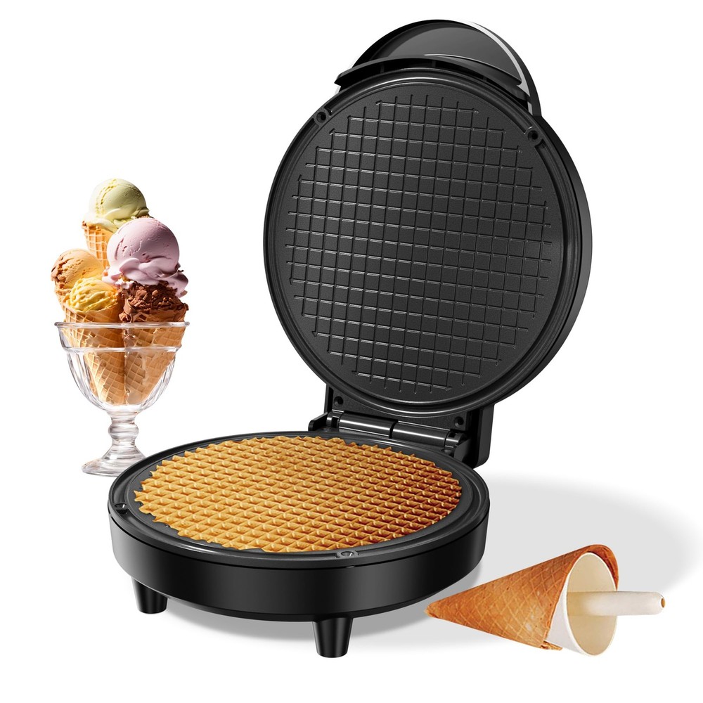 Waffle Cone Maker, 750W Thin Waffle Maker (Ice Cream Cone) with Shaper Roller...