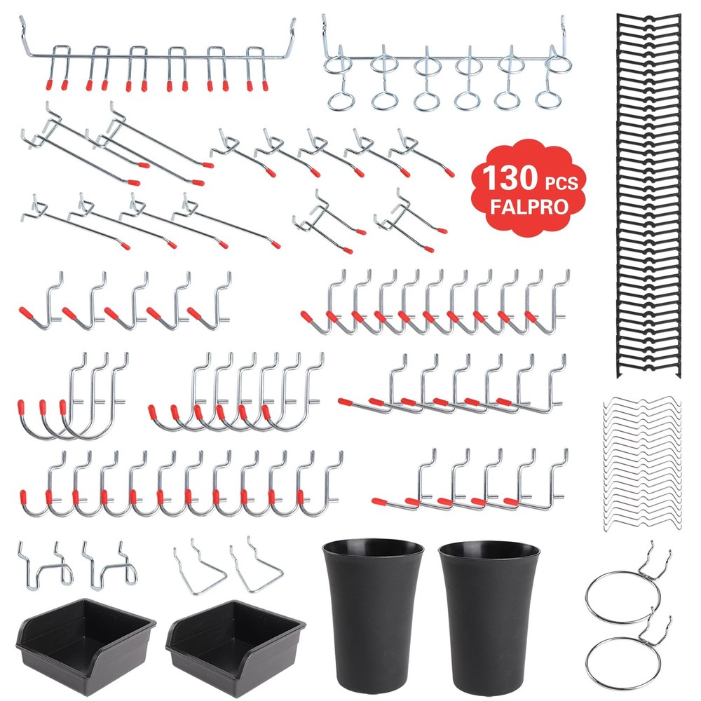 130PCS Pegboard Hooks Assortment - Peg board Hooks for Hanging Tools with Peg...