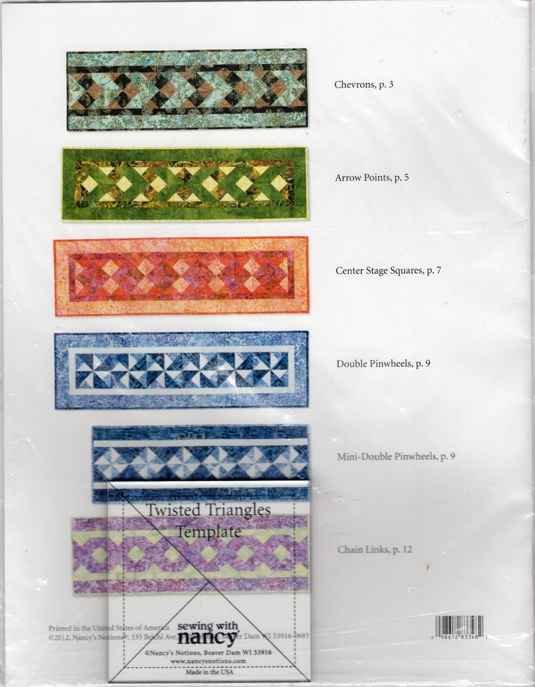 Twisted Triangles Template Sewing with Nancy NZTTT 6 Table Runner Instructions