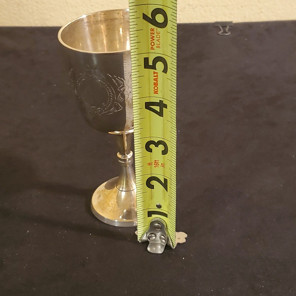 Silverplate Wine cup/goblet Etched design Drawer #16