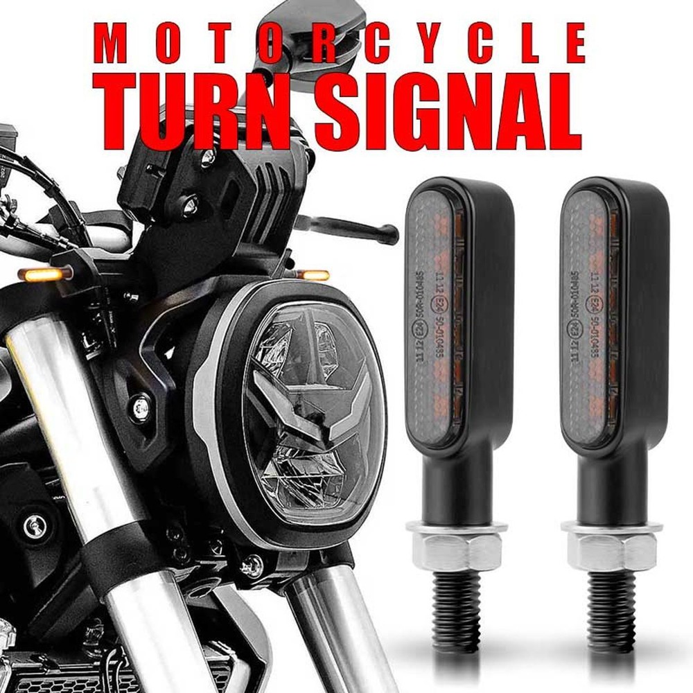2PC Motorcycle LED Turn Signals Blinker Light Indicator Black Amber Universal