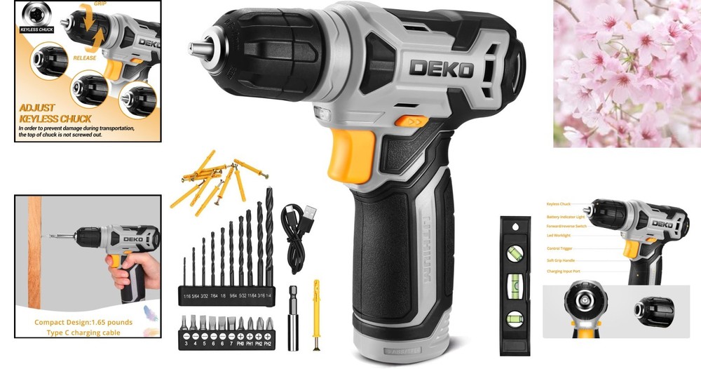 Compact 8V Cordless Drill with Keyless Chuck & LED - Perfect for Home Use
